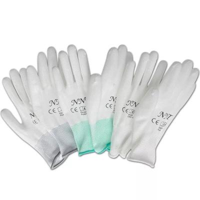 13G Knitted White Electronics Factory Working ESD Antistatic PU Coated Gloves