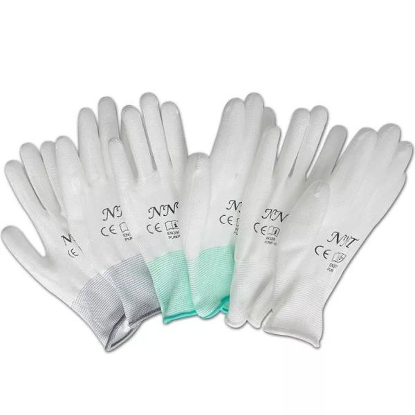 13G Knitted White Electronics Factory Working ESD Antistatic PU Coated Gloves