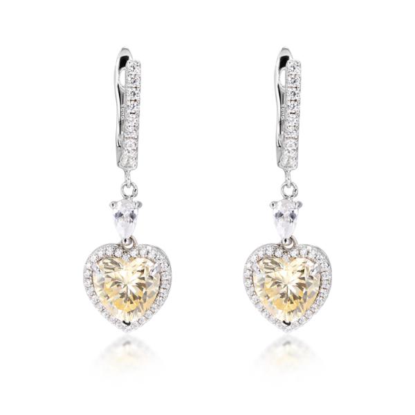 OEM Love Heart Diamond Earrings 925 Sterling Silver Love Heart Earrings