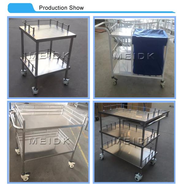 Вагонетка Instument нержавеющей стали 2 полок с 4 голубыми молчком рицинусами