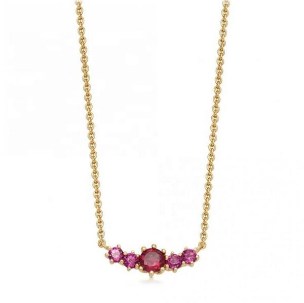 Gold Plated 925 Sterling Silver Ruby Gemstone Necklace With Cable Chain