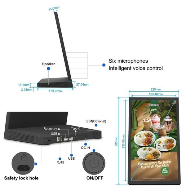 Restaurant Chain Digital Menu Board with Multi-Store CMS Control, High-Definition Display, and Self-Ordering