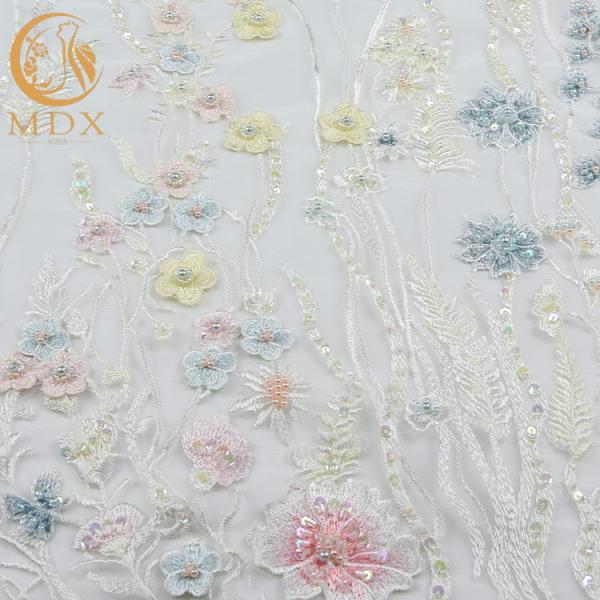 Material bonito colorido do laço da tela do laço do Applique do Handwork 3D