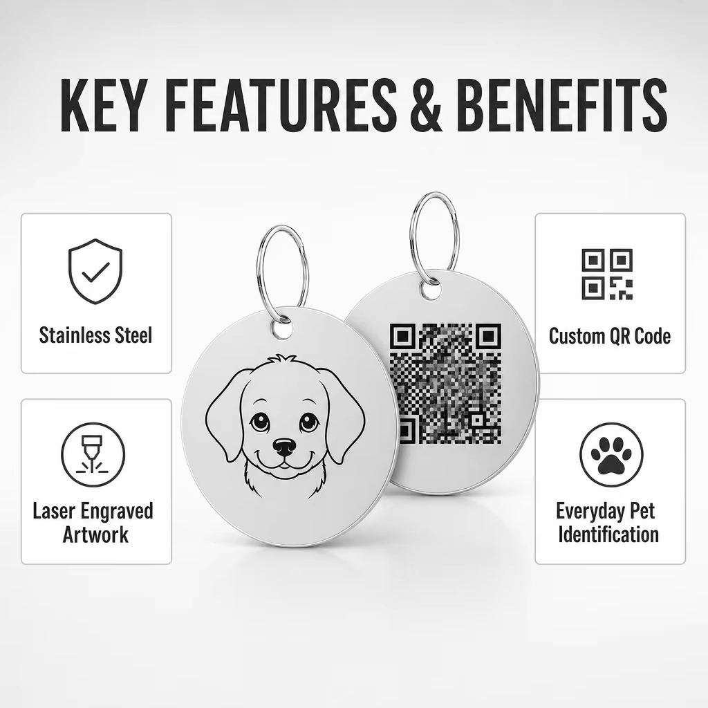Hot Sales Customized Logo Casting Stainless Steel Animal Theme Blank QR Code for Tags Dog Pet ID Tags