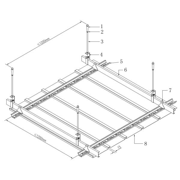Linear G Strip Ceiling Aluminium Strip 300mm Width Wooden Grain Coating