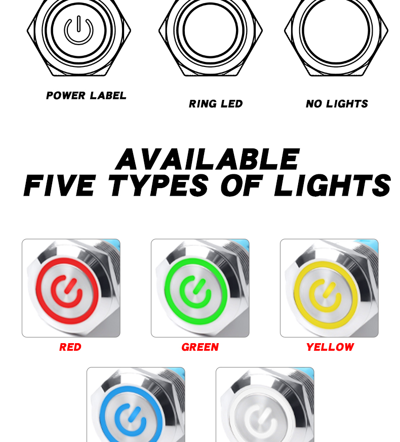 22mm ultra short metal button with light ultra-thin micro momentary led  metal push button switch