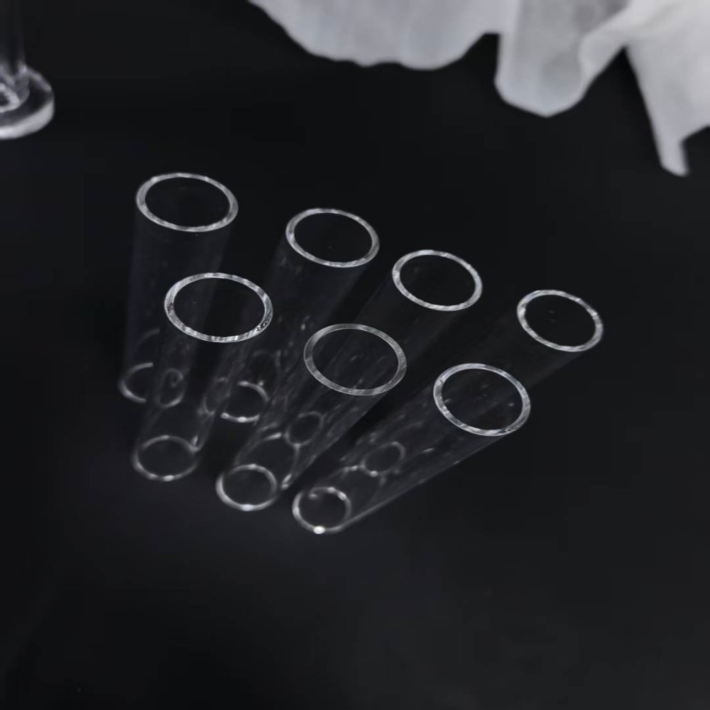 Custom Clear Quartz Pipe Grinded Surface 2cm Outside Diameter Ozone Free Bending Welding Cutting