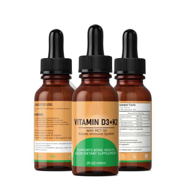 Private Label bone health immune heart boost Liquid Dietary Supplement Vitamins D3 K2 drops