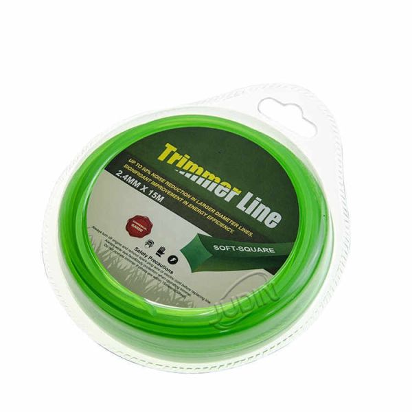 Green Cord Wire 2.4mm/.095 15M Square nylon line grass cutter Accessories Brush Cutter Grass Trimmer Line
