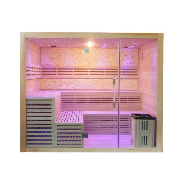 Traditional Steam Stove Sauna Room Premium Hemlock Indoor Dry Steam Sauna Cabin
