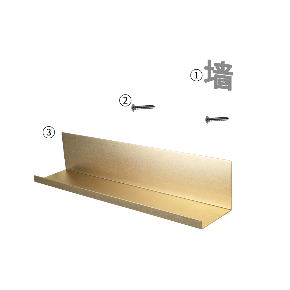Classic Aluminum L Shape Shelf Wooden Floating Shelf Wall Decoration for Living Room Hardware