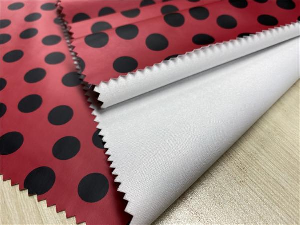 0.5mm Printed Pu Leather Red Color Print With Black Dots For Kids' Raincoat / Coat