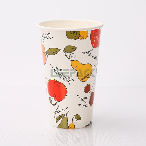 16oz single wall cold paper cup ,double PE coated wholesale disposable cold drink paper cup for soda store