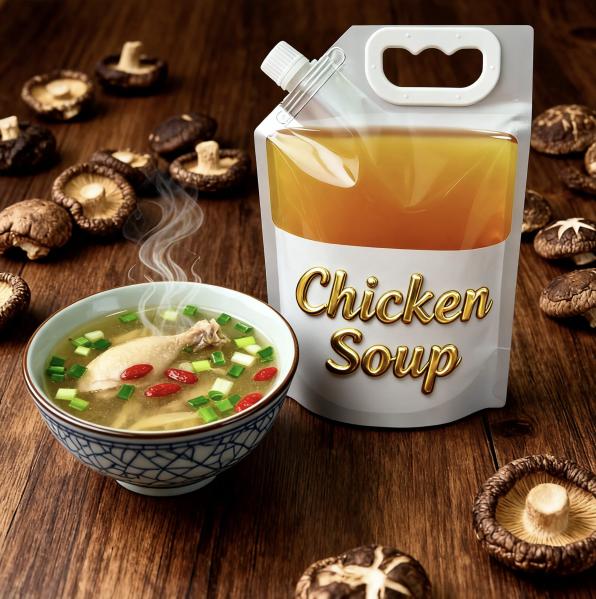 16 Ounce Soup Packaging Bags Soup Spout Pouch 500ml 1L 2L With Handle