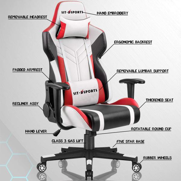 Customize Adjustable High Back PU Leather Gaming Chair with Armrest and Massage Function