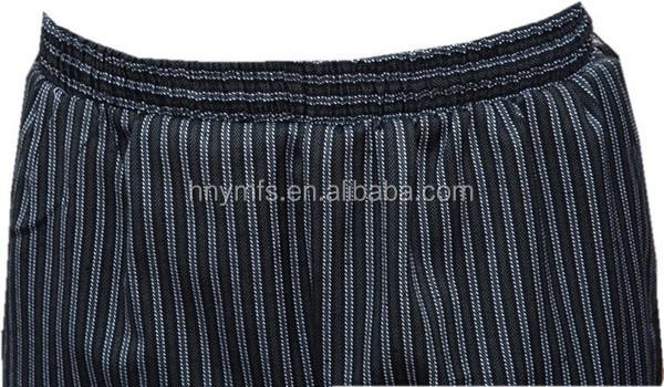 garment factory supply super quality Restaurant Striped Baker Kitchen Cooking  Uniforms stripe unisex chef uniform pants
