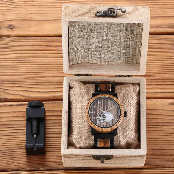 Дозор черного дерева цифров деревянный с дозором светлой даты хронографа бамбуковым деревянным