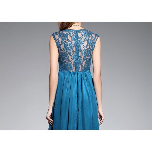 Dusty Blue Wedding Bridesmaid Dresses / Back Lace Chiffon Lace Evening Gown