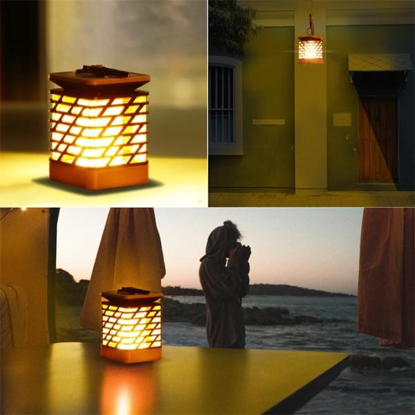 40LM Solar Powered Outdoor Hanging Lanterns 3500K Dancing Flame Solar Lights