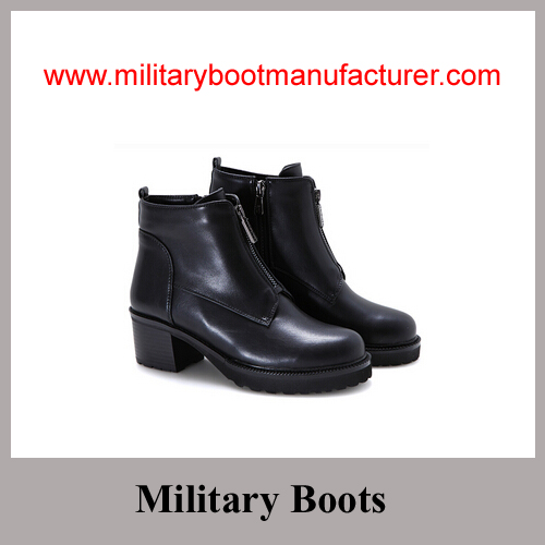 Wholesale China Made Black Full Grain Leather Police Lady Officer Shoes