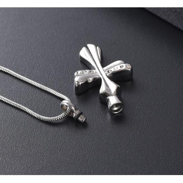 Men's Stainless Steel Cremation Jewelry for Pet Ashes Crystal Cross Pendant Necklace