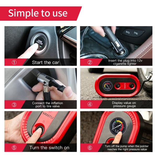 Portable Cable Car Air Pump Black Mechanical 101-150PSI Single 22 Cylinders Inflator