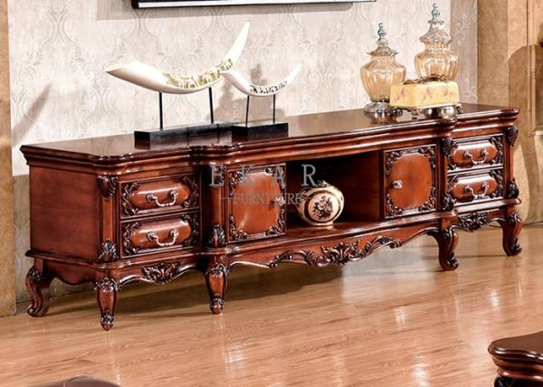 luxury carved wood living room furniture classic tv stand