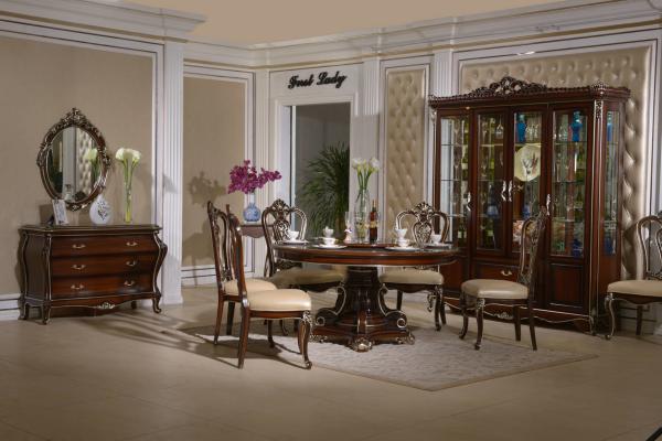 1380*1380*800mm Unique Luxury Wood Dining Room Sets Wooden Carved