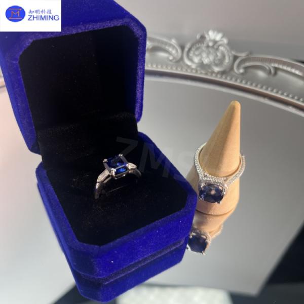 Custom Synthetic Colored Sapphire Gemstone Ring Royal Blue Handcrafted Jewelry