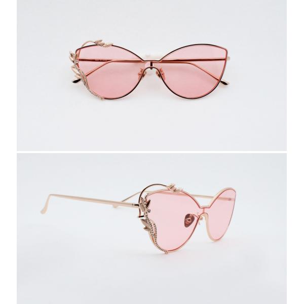 Fashion Cateye Sunglasses metal rims One Piece Style Shades Colorful lens UV 400