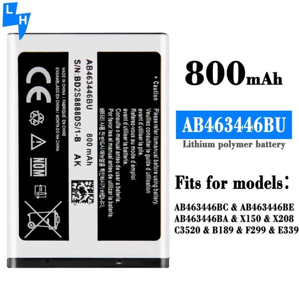 800mAh AB463446BU Bateria de telefone para Samsung X208 X150 Sistema Móvel Modelo C3520 B189