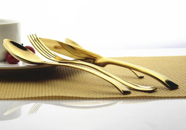 NEWTO KAYA Gold Flatware/Colorful Cutlery/Dinnerware/Silverware with Gold Color