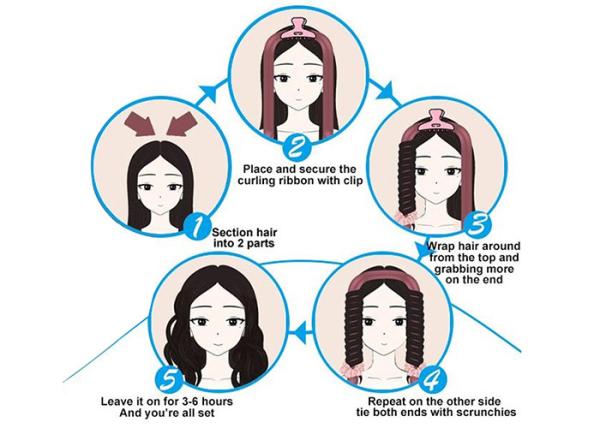 Material 100% flexível de ondulação da seda de amoreira da fita do cabelo de seda Heatless