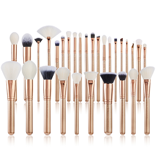 Jessup 30Pcs Golden / Rose Gold Pro Makeup Brushes Set OEM Makeup Supplier Beauty Tools T400