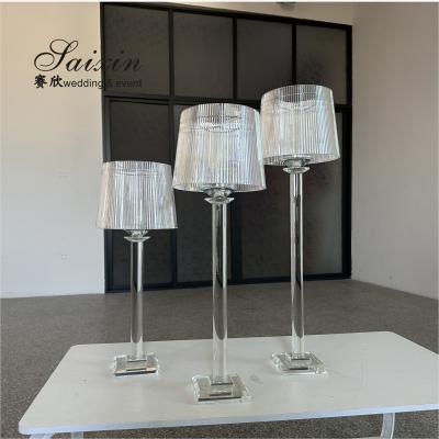 Candeeiro único Decoração de mesa de casamento Candeeiro de cristal transparente