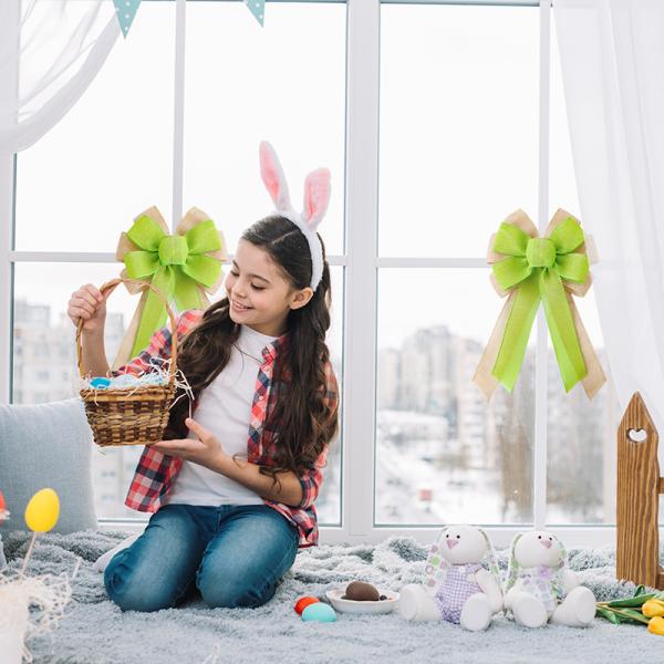 Agregue un toque de color a su envoltura de regalo con MSD 2024 de Pascua de doble color Arcos de burlap