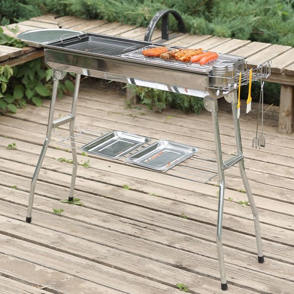 SUS304 Portable BBQ Stove Grill 1.2KG Windproof Folding Wood Burning Camping Stove