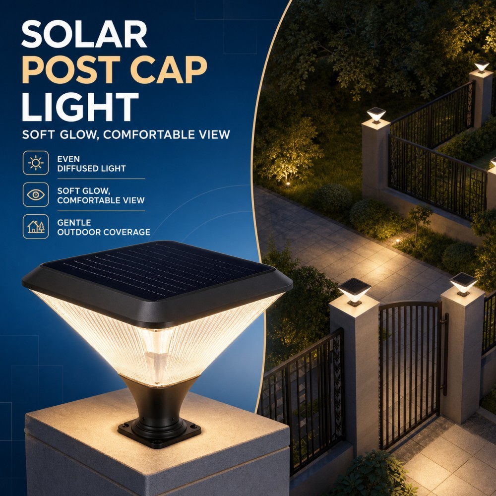 30W 2000LM Monocrystalline Silicon Solar Powered Post Cap Lights For Garden Villa Fence Column Lighting