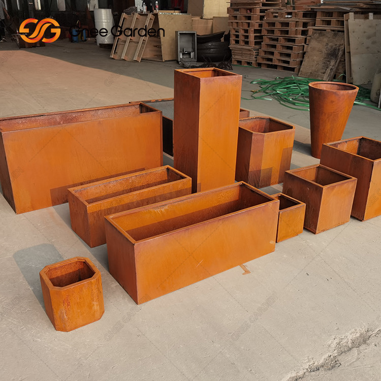 Плантатор металла Corten квадрата стальной деревенский кладет вырезывание в коробку лазера