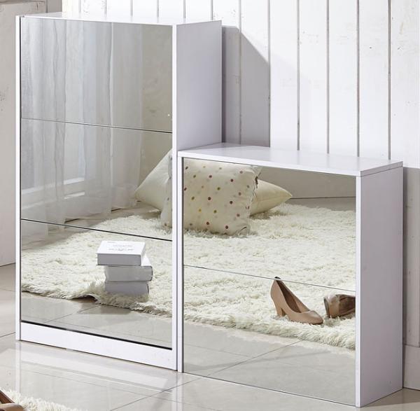For European large shoes mirrored wooden shoe cabinet QH01901