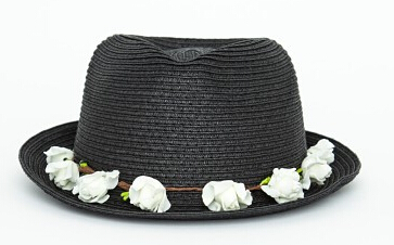 BLACK FLORAL TRILBY HAT