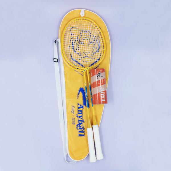Durable Badminton Racket Sets Green Yellow Steel Badminton Training Racquet