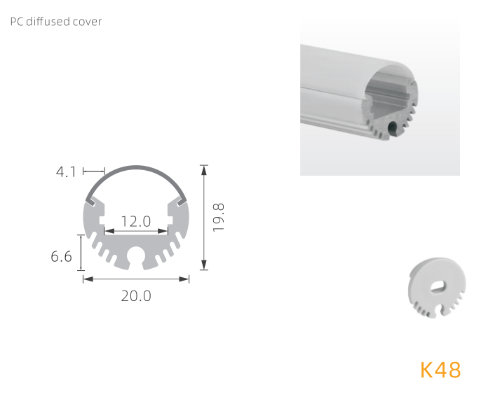 Будочка H19.8mm выставки вокруг профиля IP44 K48 W20mm СИД