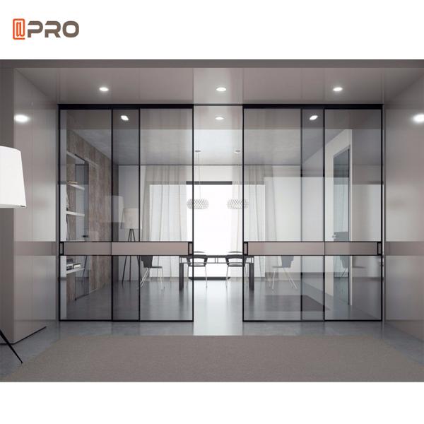 Slim Aluminum Frame Sliding Glass Door For Wardrobe / Bedroom