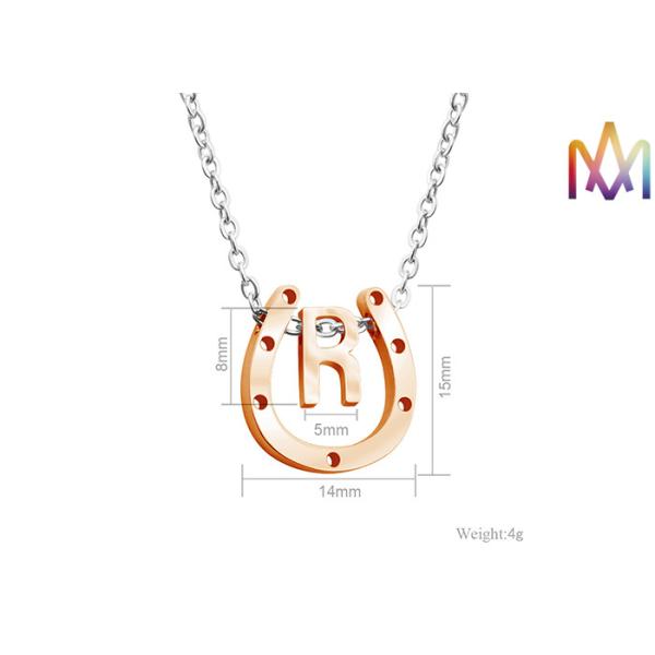 4g Horseshoe A-Z Alphabet Womens Engraved Necklace