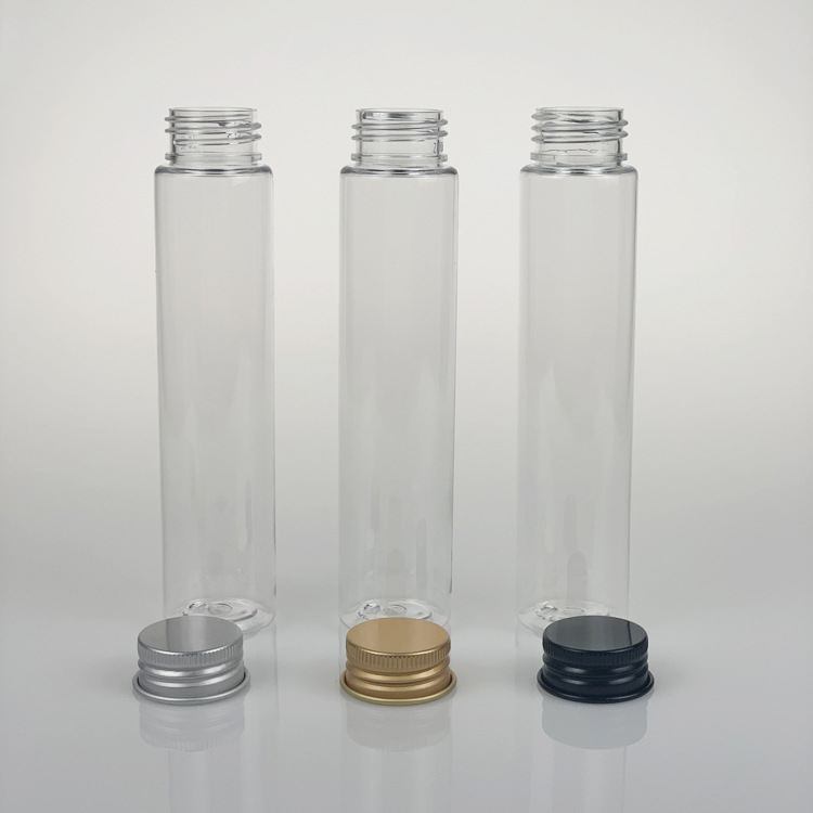 110ml Plastic Flat Bottom Test Tube Bottle Data Cable Line Tube With Screw Aluminum Gold Silver Black Cap Lid