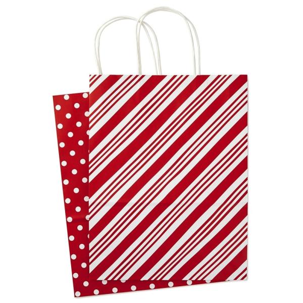 Logotipo personalizado Merry Christmas Shopping Gift Packaging Twist Handle Bolsa de papel Kraft