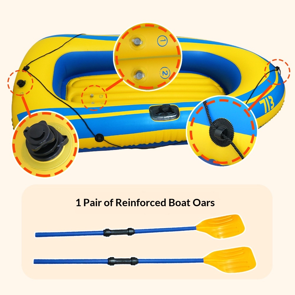Outdoor Eco-friendly PVC Inflatable Kayak Boat for Two People Fishing Lake Touring & Rafting