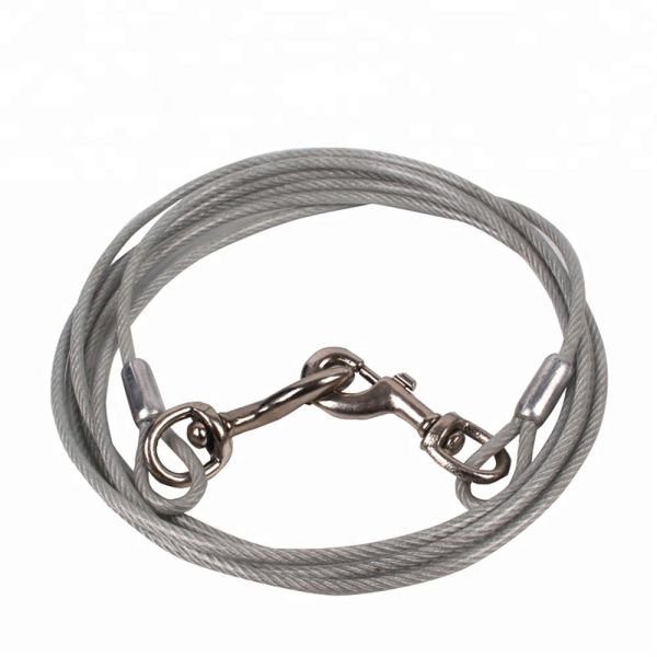 High Tensile Strength PVC Coated Steel Wire Rope for Big Dog Tie Out Cable 15ft Length