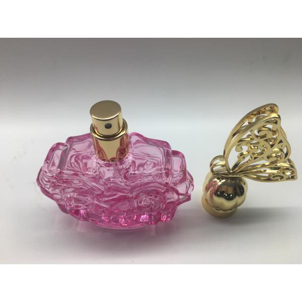 флакон духов Роза 30ml 50ml стеклянный формирует розовый цвет с крышкой бабочки